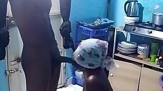 Ebony Amateur Bent Over in Kitchen Doggy Style Fucking