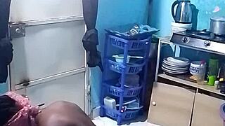 Ebony Amateur Bent Over in Kitchen Doggy Style Fucking