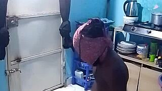 Ebony Amateur Bent Over in Kitchen Doggy Style Fucking