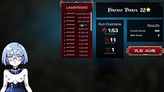 Horny blonde seduced by fat old man in anime gameplay