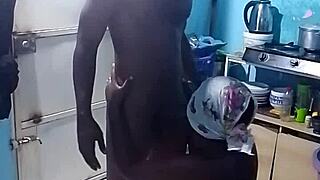 Ebony Amateur Bent Over in Kitchen Doggy Style Fucking