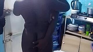 Ebony Amateur Bent Over in Kitchen Doggy Style Fucking