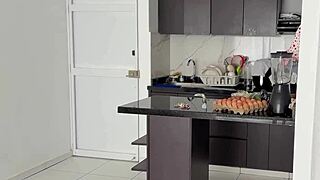 latina hermanastra soaked in milk, i filled her up inside