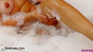 I interview the delightful young brunette model in the bath