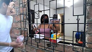 Salesman offers sex toys to horny woman - she masturbates