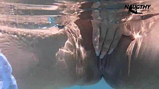 hot girl masturbating by the pool, latina brunette solo