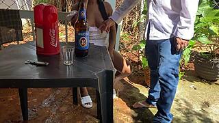 an old man of sixty fucks a girl in the bar