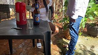 an old man of sixty fucks a girl in the bar