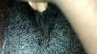 i'm a small tit ebony girl masturbating my big pussy solo at home