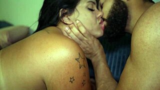 Busty Brunette Crossdresser Fucks Two Naughty Friends in Threesome with Young Guys