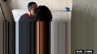 Cute young housewife makes her first porn having sex with a well-endowed guy.