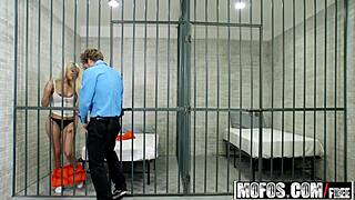 Nasty Blonde Elizabeth Jolie Bangs Dude in Uniform!