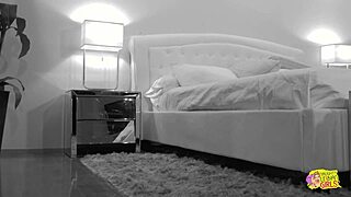 Blonde lesbian licks friend's pussy with toy.