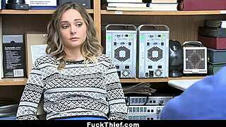 I'm Shocked as Blonde Teen Shoplyfter Gets Nailed by Security Guard Hard
