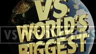 huge white cock cums in condom, explodes, drinks piss vs world's biggest