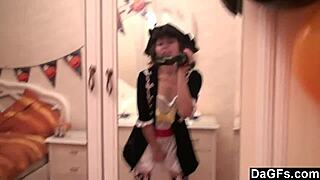 Sexy Caribbean Pirate Girl Strips and Masturbates on Cam!