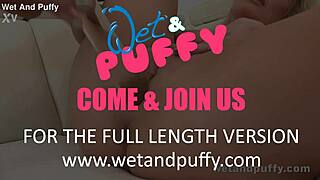 wetandpuffy features a hot blonde having intense orgasms using a glass dildo.