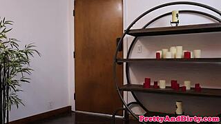 ginger babe ties guy down for wild pussy pounding