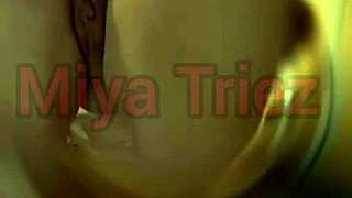 Miya Triez teases as housewife, ripping clothes to reveal natural tits and ass for fucking