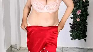 Stepmom, can I tempt you with a striptease before a wild blowjob and cumshot on huge boobs?