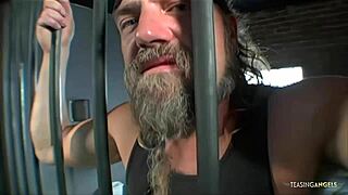 Brunette Lawyer in Stockings Fucks Client in Prison Cell with Doggystyle!