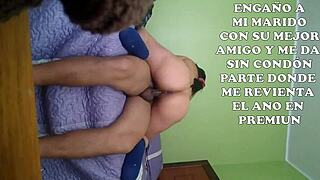 Wife cuckolds husband with friend bareback anal