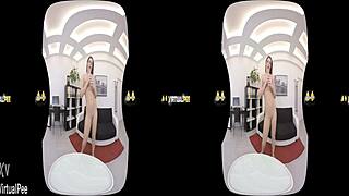 Brunette Splashes With Piss Boldly