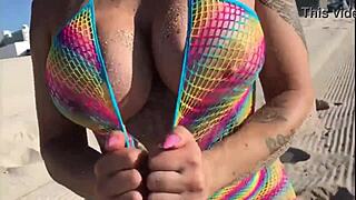 Blonde MILF with Big Tits and Huge Ass Stuns at the Beach