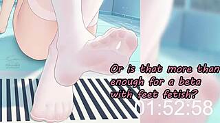 Anime feet femdom gives jerk off instructions with humiliation and edging