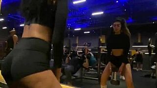 Gym workout ends with hot blowjob before party