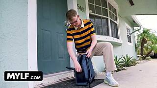 Bombshell Milf Elisa Bethann Rides Nerdy Neighbor Hard in Wild Cowgirl Action