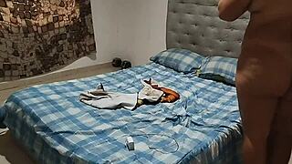 Chubby Colombian Girl Masturbates in Bathroom with Jet