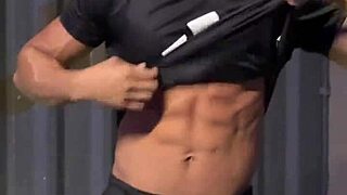 Gym workout ends with hot blowjob before party