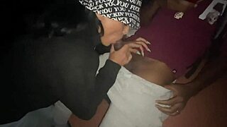 Park Slut Bent Over Sucking Two Big Cocks Deep