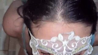 Sailor girl Alisa gives blowjob to husband's big black cock until cum covered facial.