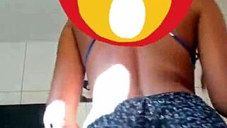 my young wife shaking her ass to funk music, teasing the husband