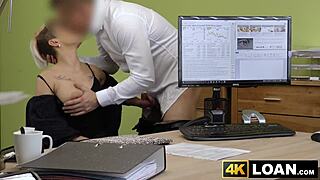 busty short haired babe bounces on loan agent dick wildly