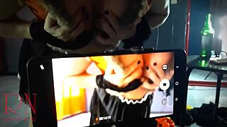 halloween witch regina noir with pumpkins on stairway