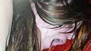 she cums hard while riding my big cock, moaning and screaming.