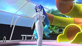Hatsune Miku dances nude with big tits