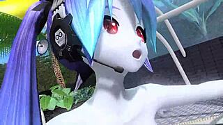 Hatsune Miku dances nude with big tits