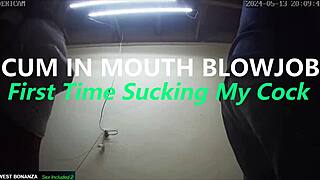First Time Blowjob Ends with Cum in Mouth Explosion