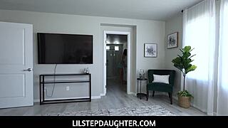 Lil stepdaughter gets her first sex lesson from dad