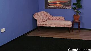 Sexy doll in blowbang gets handjob cumshots and bukkake facials, gulping every jizz load.