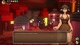 Yo, Hornycraft parody nerdy girl gags deep in the forest