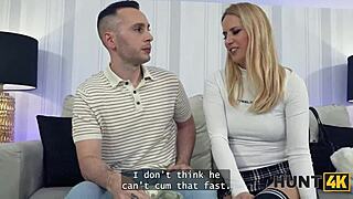 cute european blonde with perfect body turns on friend for hardcore sex