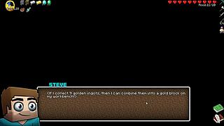 Yo, Hornycraft parody nerdy girl gags deep in the forest