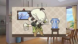 nun sister summer clover covered in cum during harem game