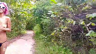 i'm walking and jogging topless in nature with my hairy babe