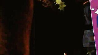 The bound BBW wife awaits her creampie in front of the window. Her huge tits strain against the bondage.